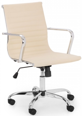 Product photograph of Gio Leather Office Chair Solid In Pairs - Comes In Ivory Black And Brown Options from Choice Furniture Superstore