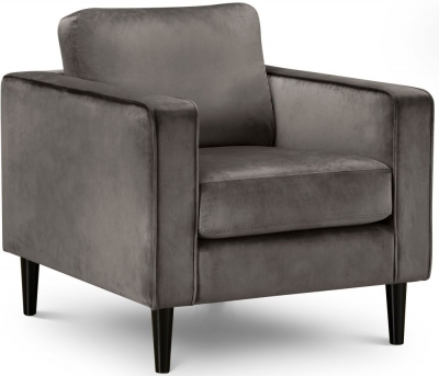 Product photograph of Hayward Grey Velvet Fabric Armchair from Choice Furniture Superstore