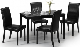 Hudson Black 4 Seater Dining Set with 4 Leather Chairs