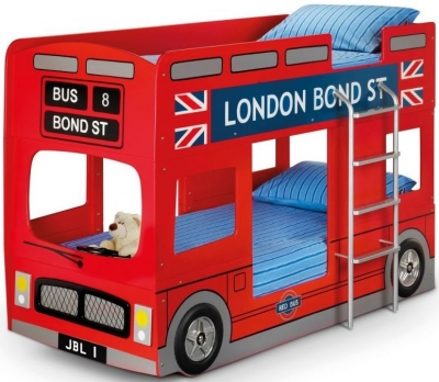 Product photograph of London Red Gloss Bus Novelty Bunk Bed from Choice Furniture Superstore