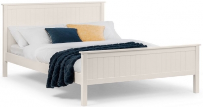 Maine White Lacquered Pine Bed - Comes in Single, Double and King Size Options