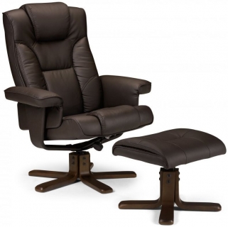 Malmo Recliner Chair with Footstool - Comes in Brown Leather and Black Leather Options