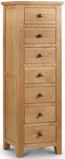 Product photograph of Marlborough Waxed Oak Narrow 7 Drawer Chest from Choice Furniture Superstore