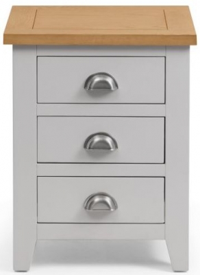 Richmond Elephant Grey Lacquered Oak 3 Drawer Bedside Cabinet