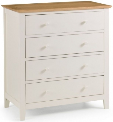 Product photograph of Salerno Ivory Painted Oak 4 Drawer Chest from Choice Furniture Superstore