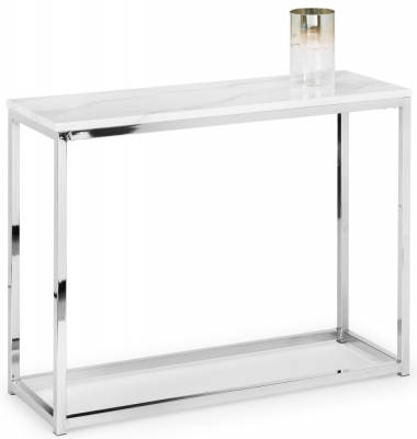 Product photograph of Scala White Marble Effect And Chrome 100cm Console Table from Choice Furniture Superstore