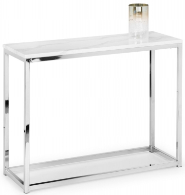 Scala White Marble and Chrome Console Table