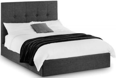 Image of Sorrento Slate Grey Linen Fabric Lift-Up Storage Bed - Comes in Double and King Size Options