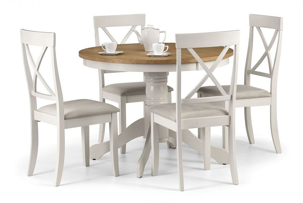 Davenport Ivory 4 Seater Round Dining Set with 4 Chairs