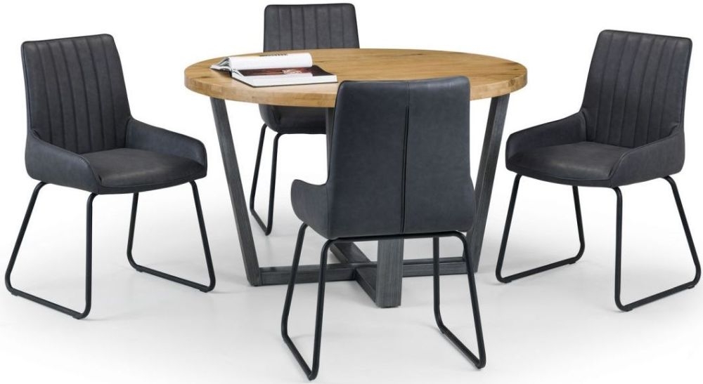 Brooklyn Oak 4 Seater Round Dining Set with 4 Soho Chairs