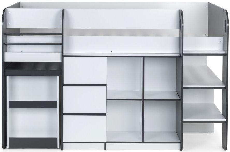 Saturn White and Grey Midsleeper Bed
