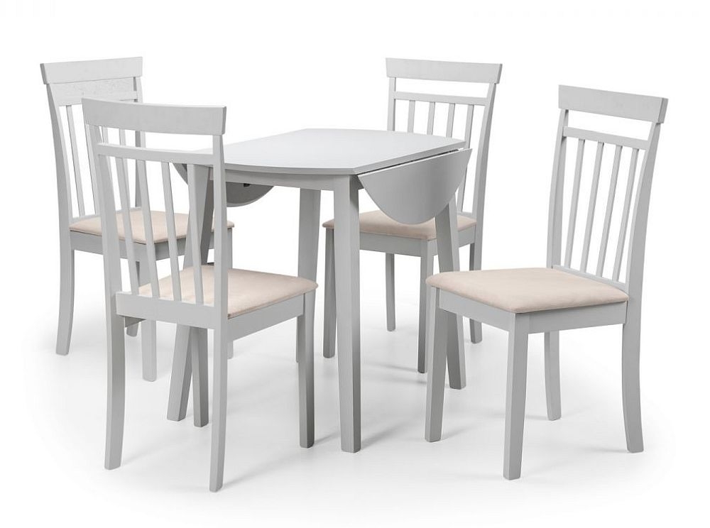 Coast Grey 2-4 Seater Round Drop Leaf Dining Set with 4 Chairs