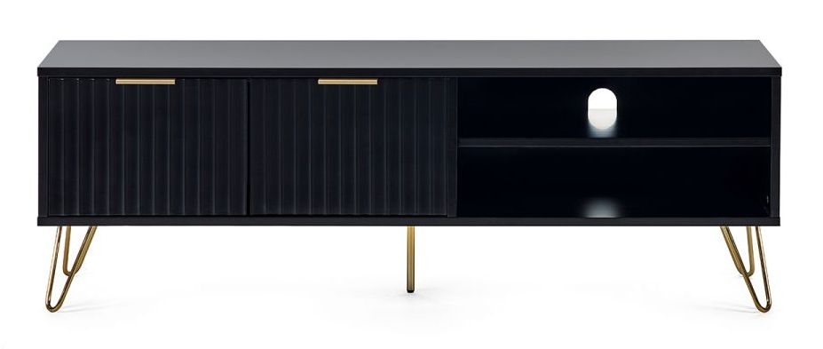 Murano Ribbed Black 150cm TV Unit