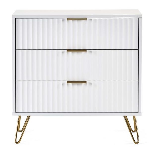 Murano Ribbed White 3 Drawer Small Chest