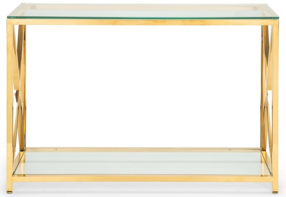 Miami Glass and Gold 120cm Console Table