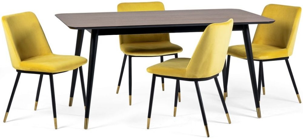 Findlay Walnut 4-6 Seater Dining Set with Delaunay Yellow Chairs - 4/6 Chairs Option Available