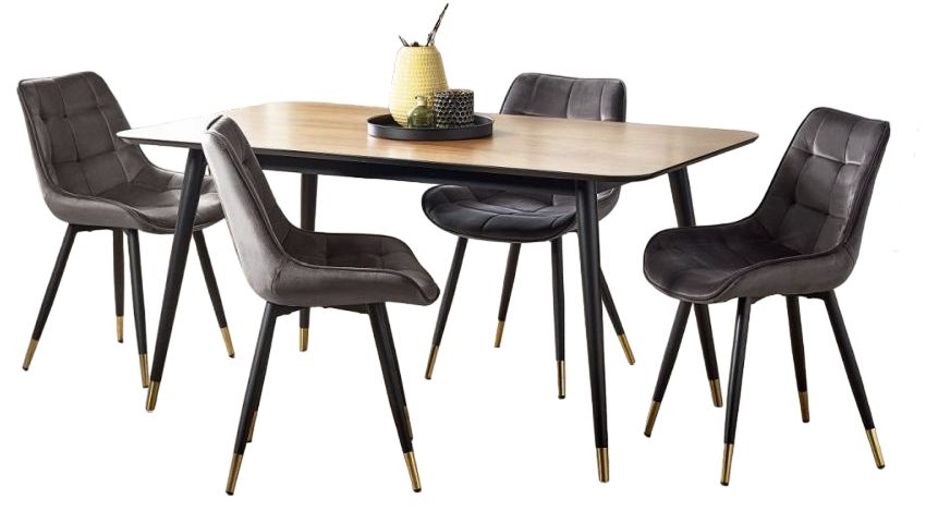 Findlay Walnut 4 -6 Seater Dining Set with Hadid Grey Chairs - 4/6 Chairs Option Available