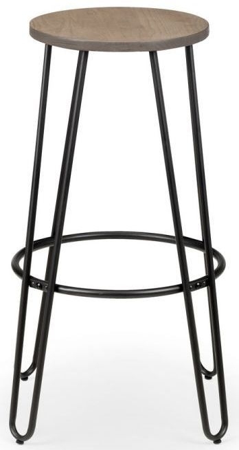 Clearance - Dalston Mocha Elm Bar Stool, Hair Pin Legs (Sold in Pairs) - D600