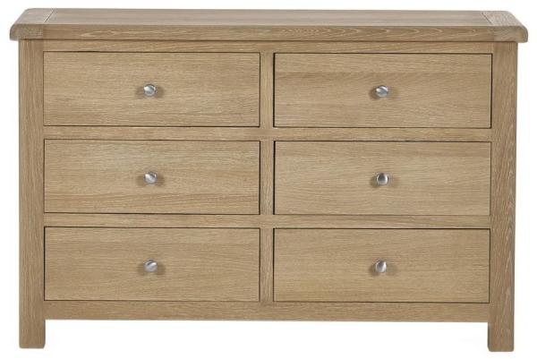 Memphis Oak Effect 6 Drawer Wide Chest