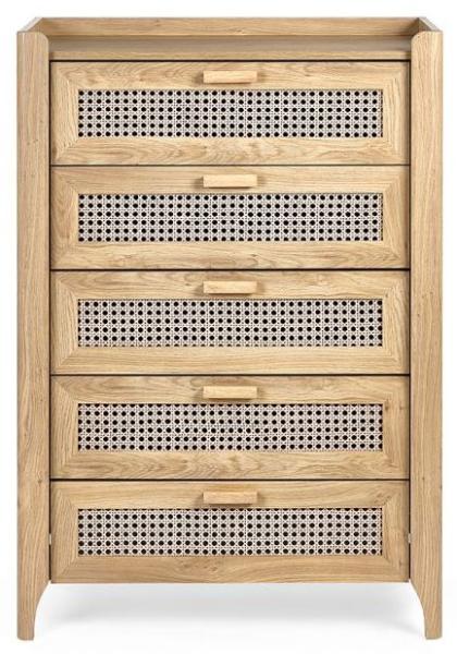 Sydney Faux Rattan 5 Drawer Midi Chest