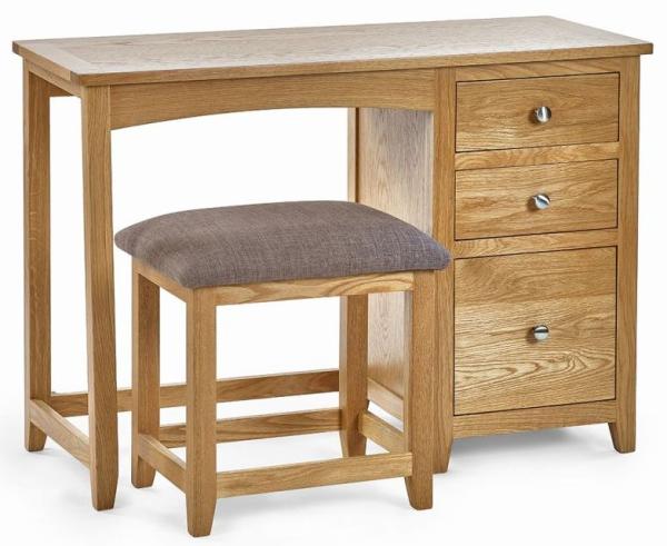 Mallory Oak 3 Drawer Single Dressing Table with Stool