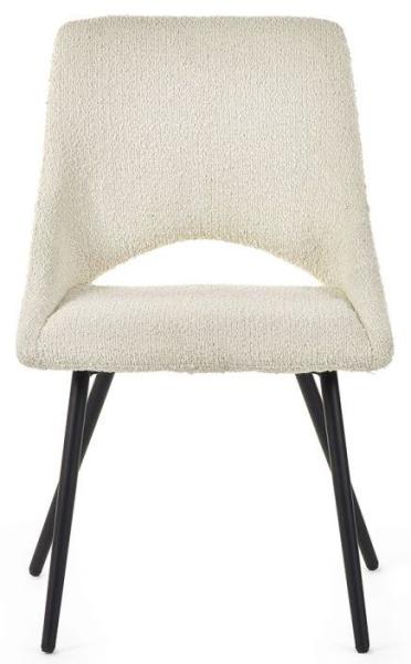 Set of 2 Iris Ivory Boucle Fabric Dining Chair