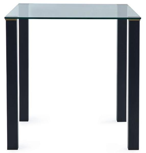 Piero Clear Glass and Black 2 Seater Square Dining Table