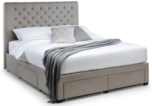 Wilton Grey Fabric Deep Button Storage Bed - Sizes Available