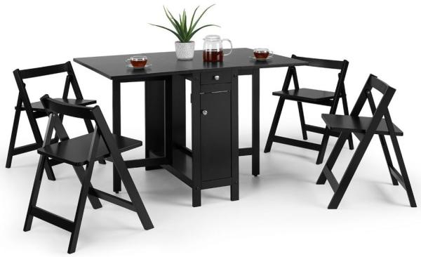 Savoy Black 4 Seater Gateleg Dining Set with 4 Chairs