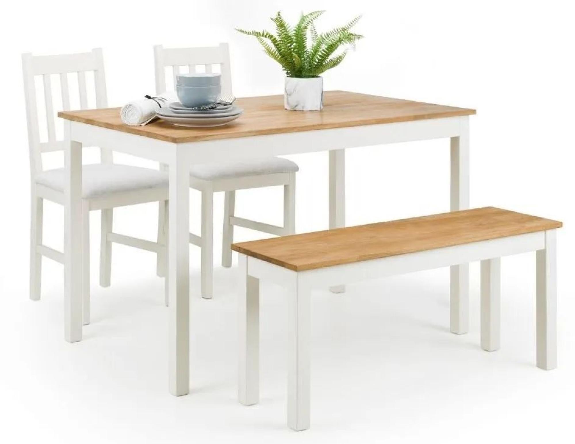Coxmoor Ivory 4 Seater Dining Set with 2 Chairs and Bench