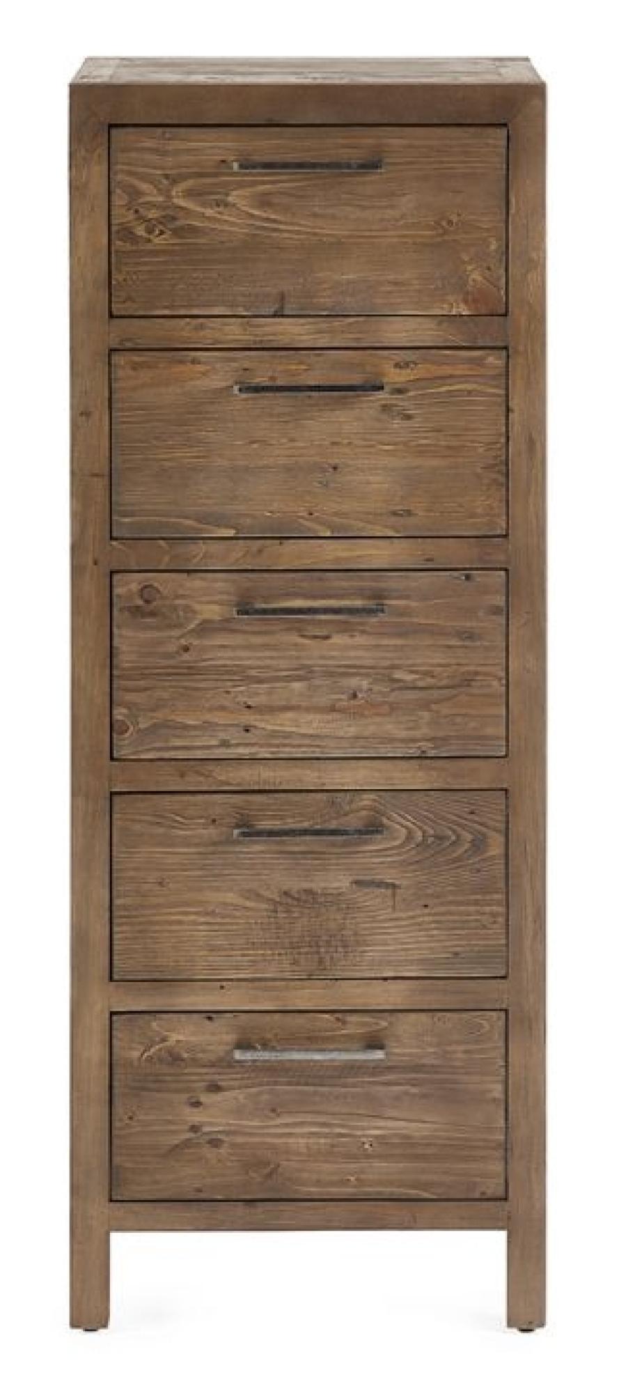 Heritage Reclaimed Pine 5 Drawer Narrow Chest