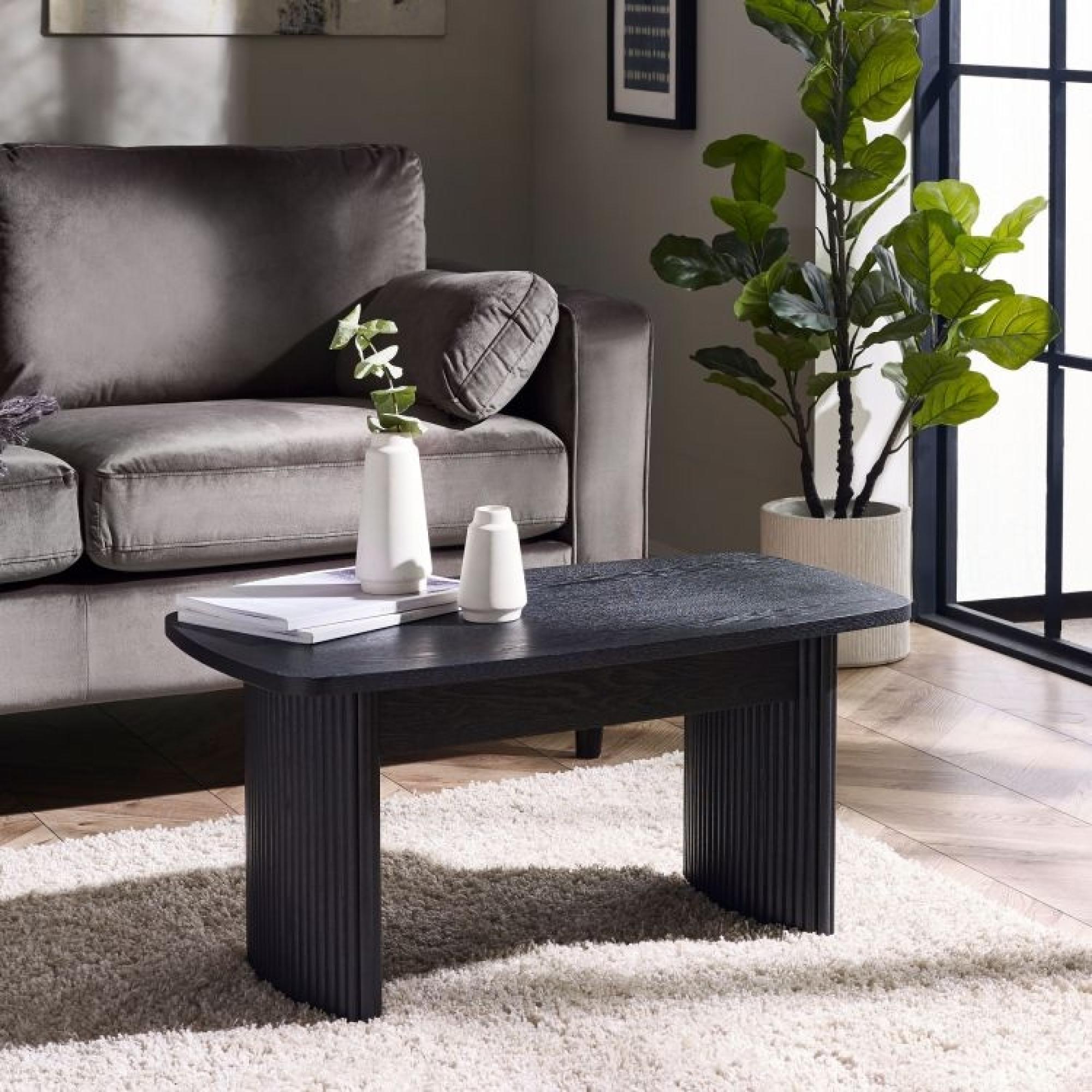 Louis 90cm Coffee Table - Black Fluted Base