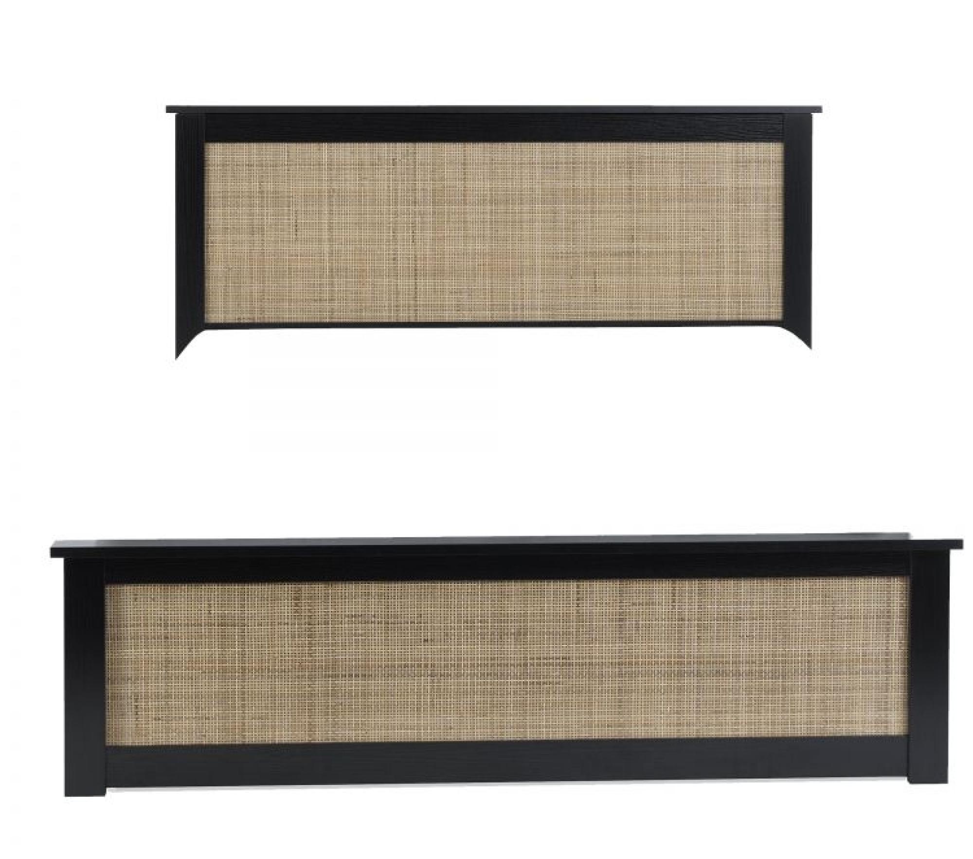 Padstow Black and Rattan Ottoman Bed - Sizes Available