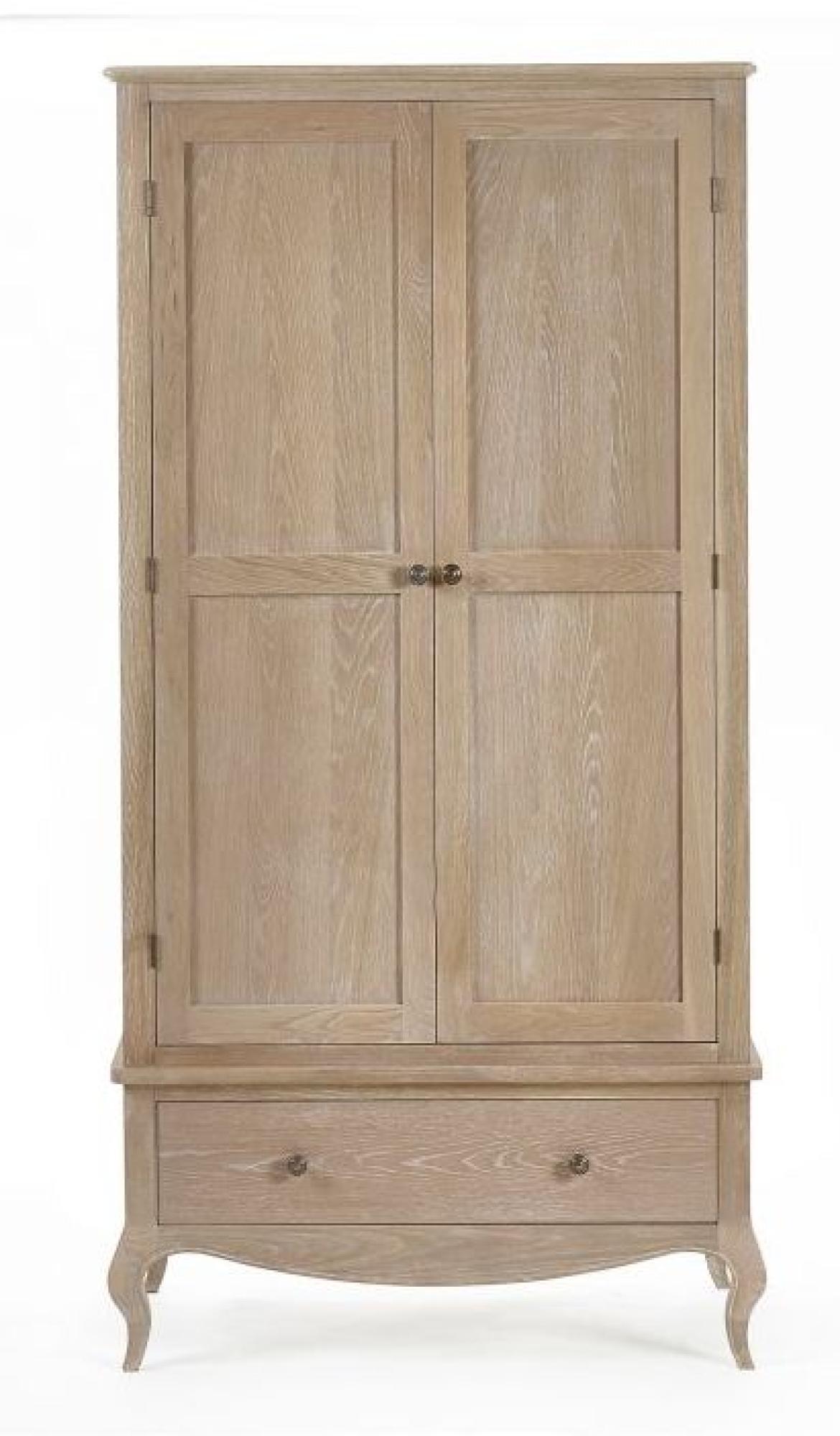 Camille Oak French Style 2 Door 1 Drawer Double Wardrobe