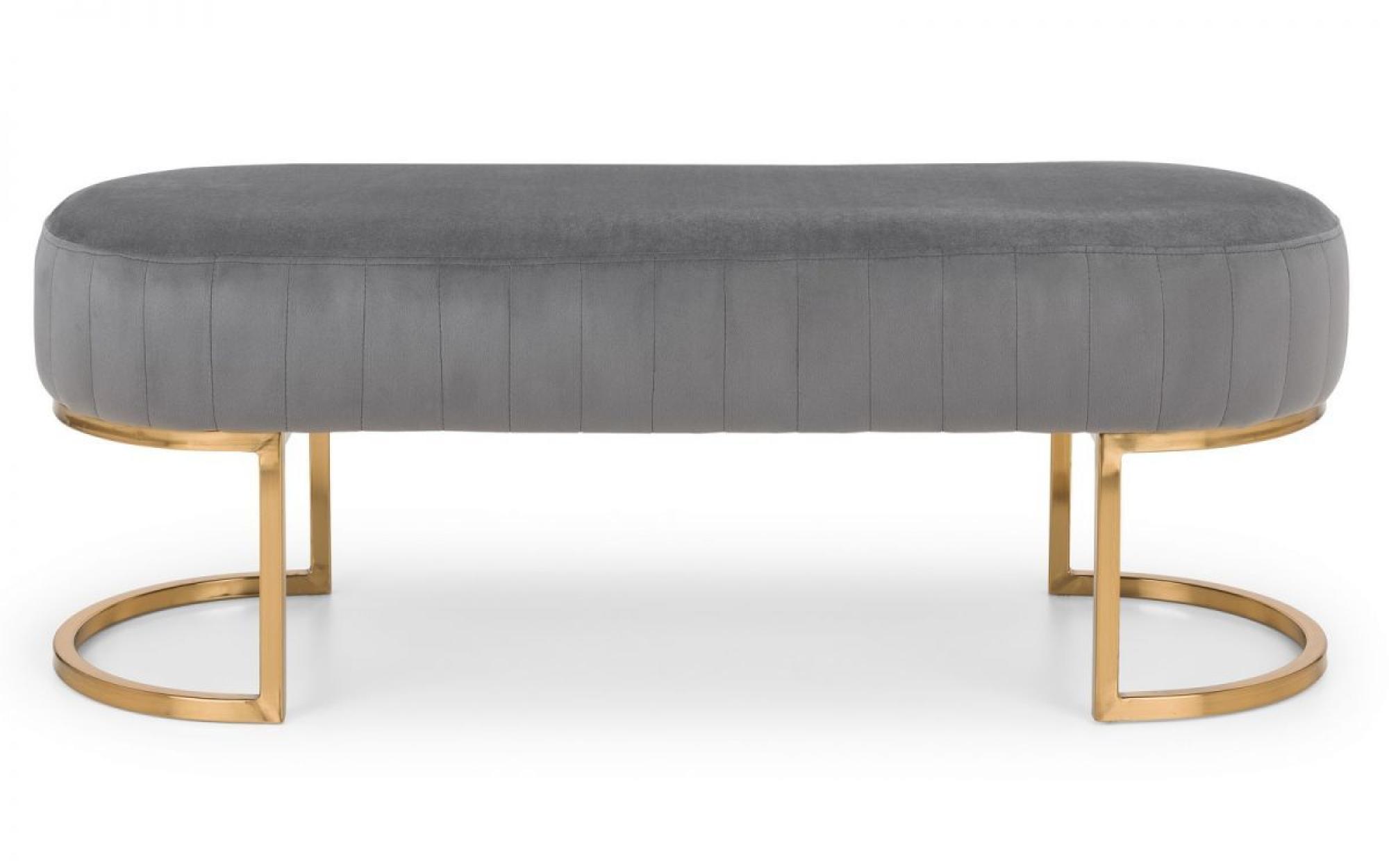 Harrogate Curved Grey Fabric Upholstered Bench