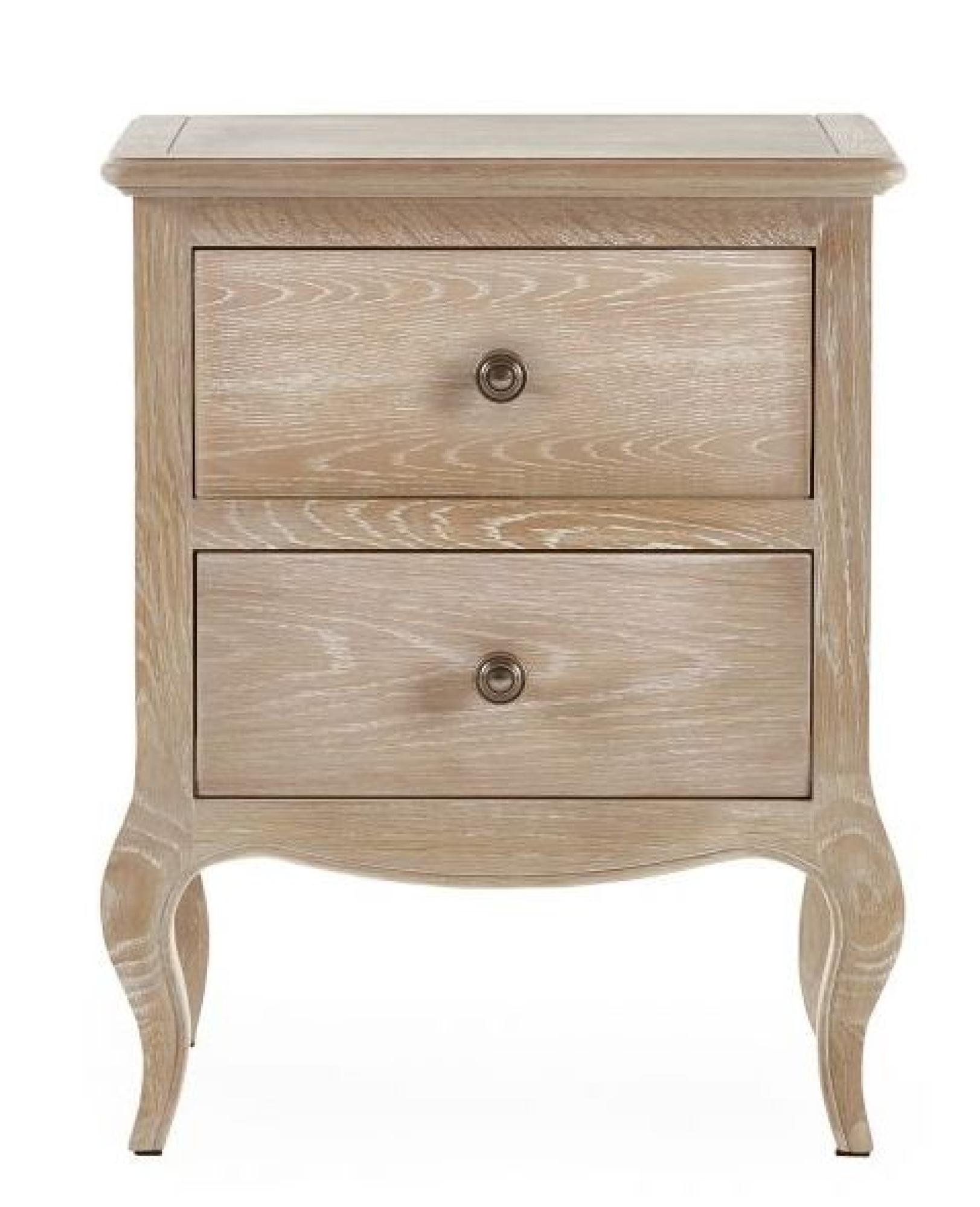 Camille Oak French Style 2 Drawer Bedside Cabinet