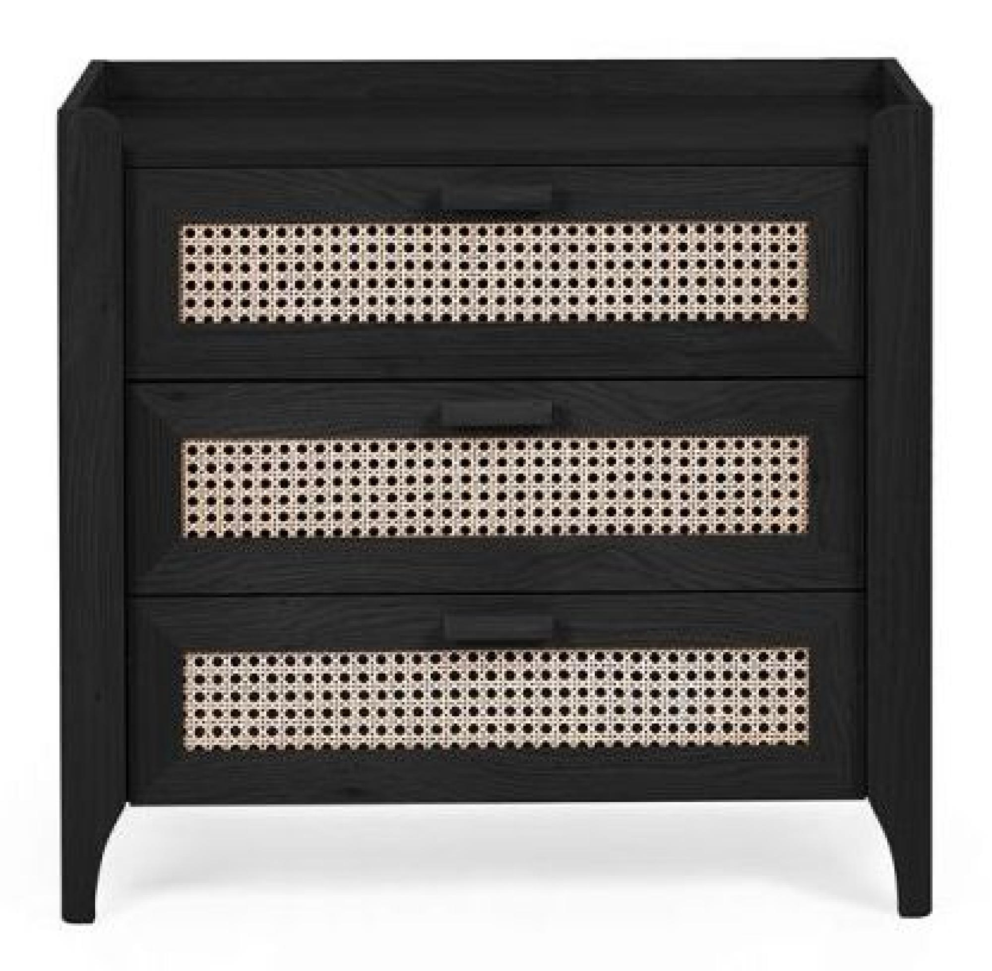 Sydney Black and Faux 3 Drawer Chest