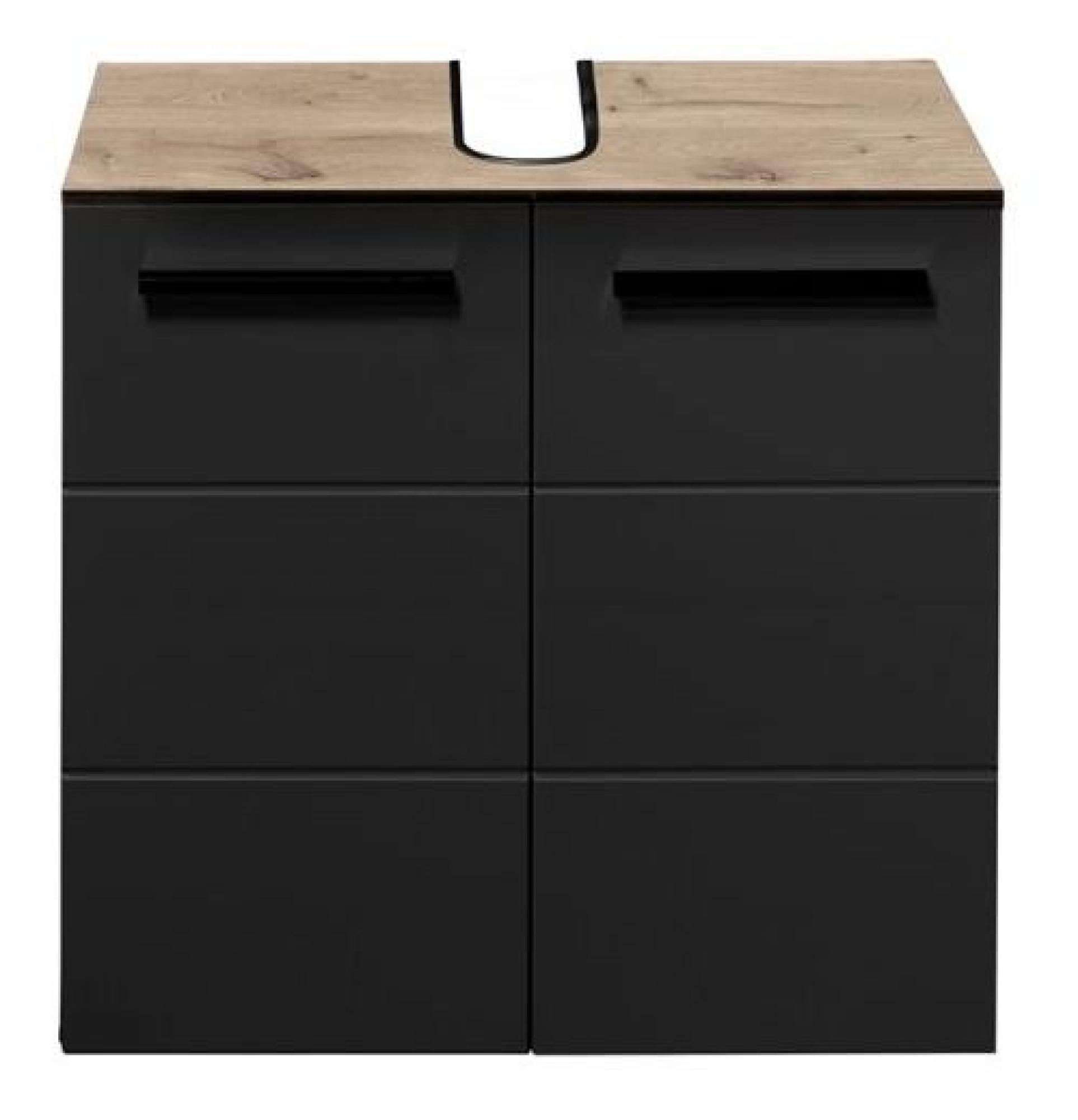 Vista Oak and Black 2 Door Under Sink Cabinet