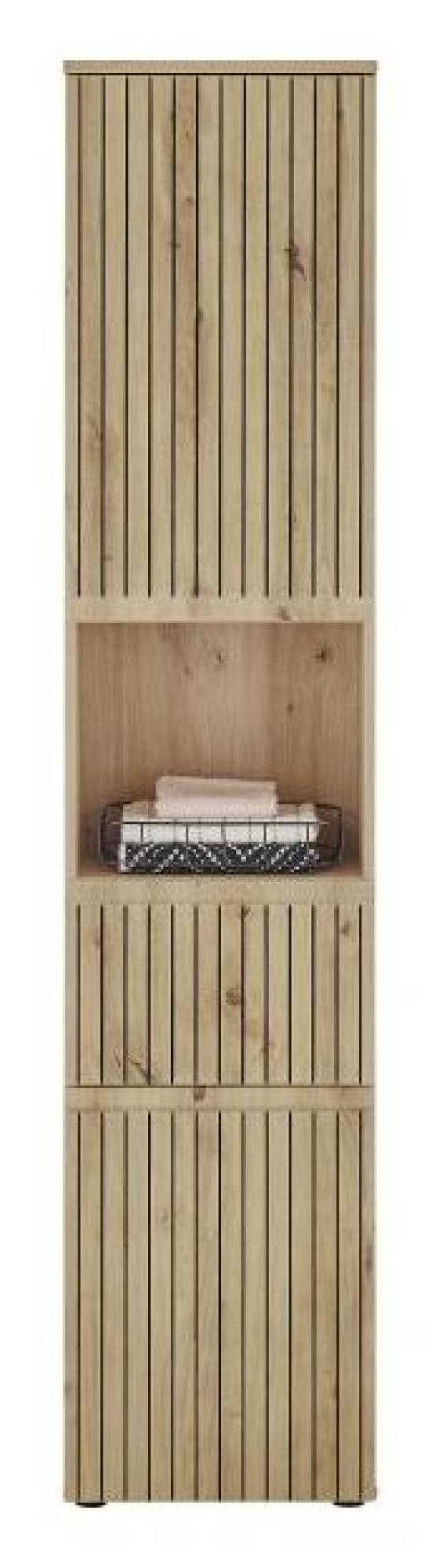 Austin Oak Ribbed 2 Door Tall Cabinet