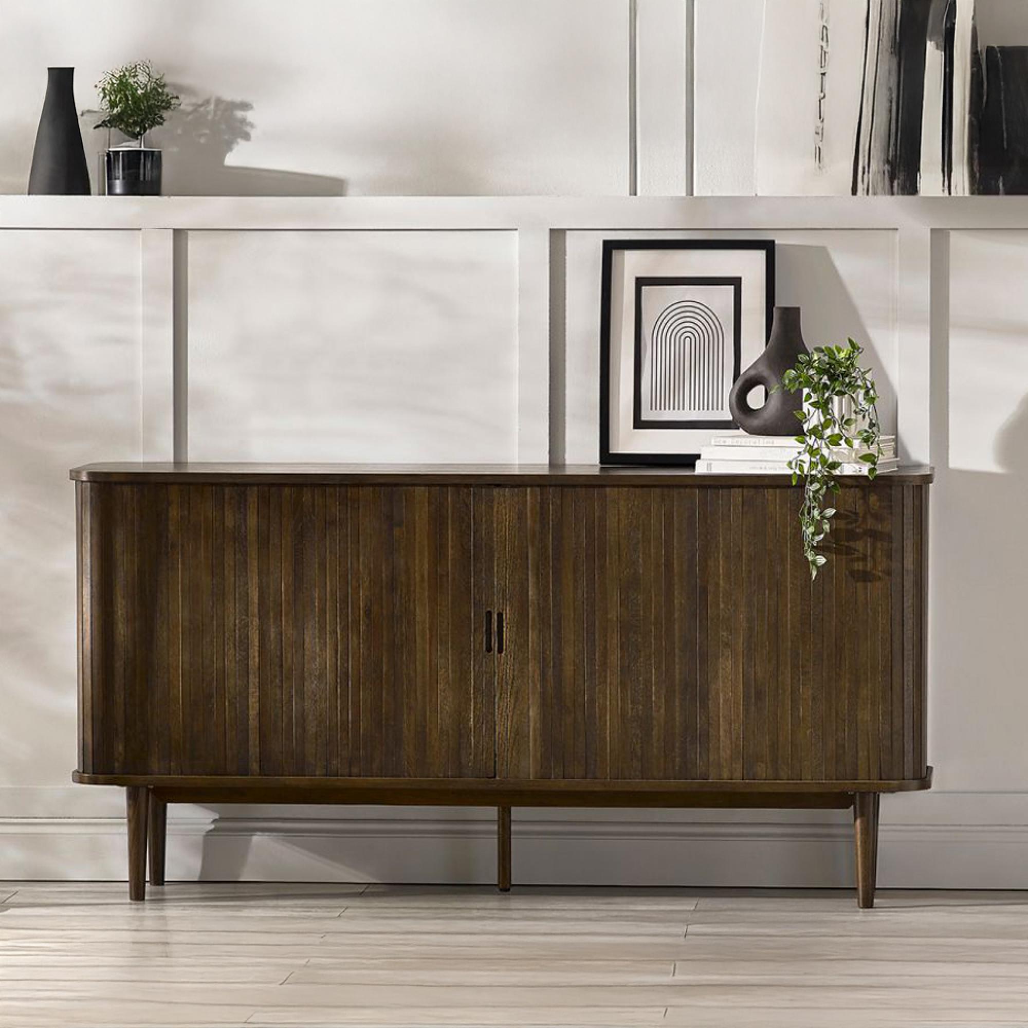 Tambour Dark Oak Ribbed 2 Door Large Sideboard - 160cm