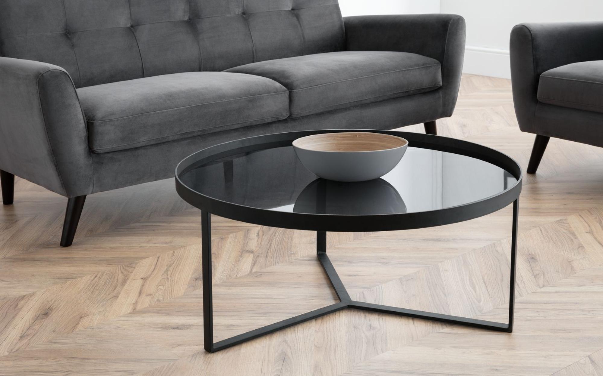 Loft Smoked Glass Top 90cm Round Coffee Table
