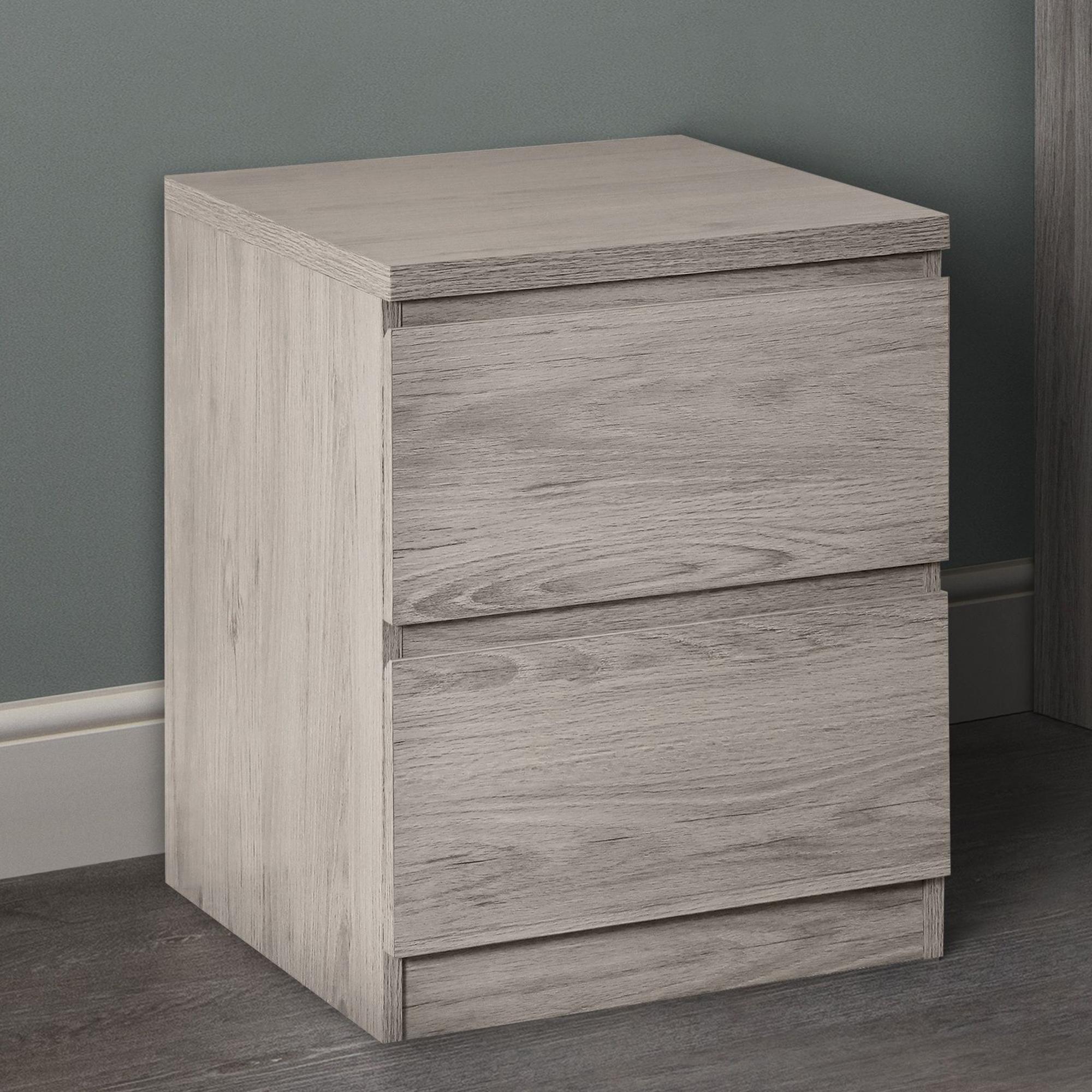 Jupiter Grey Oak 2 Drawer Bedside Cabinet