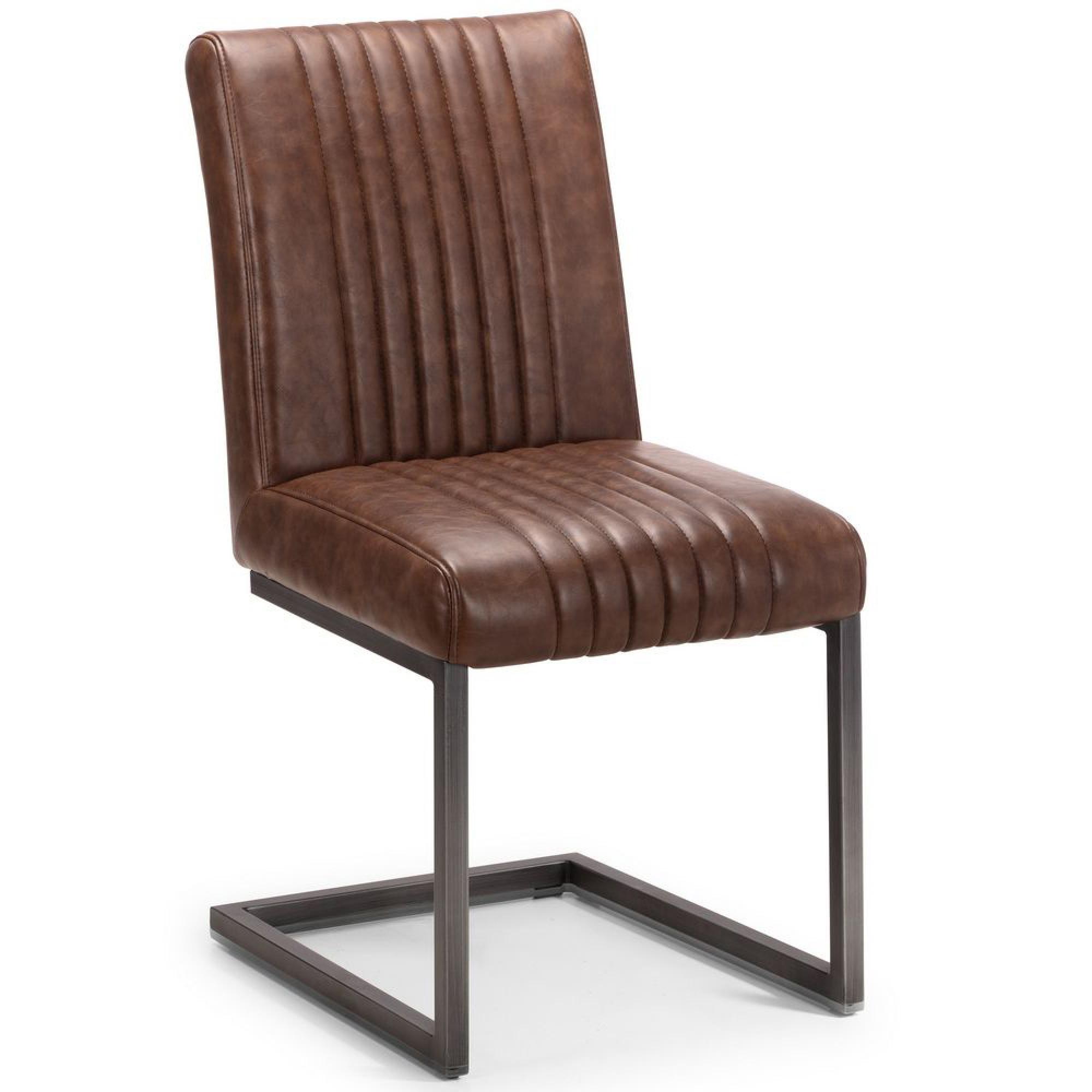 2 x Brooklyn Brown Faux Leather Cantilever Dining Chair