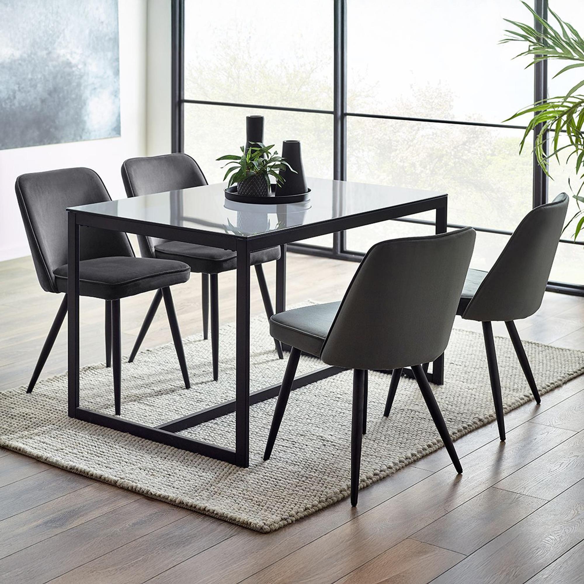 Chicago Smoked Glass 4 Seater Dining Table