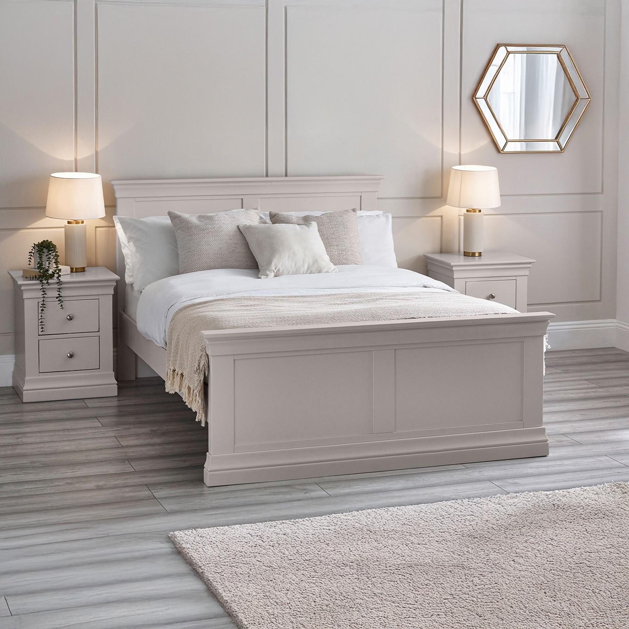 Clermont Soft Grey Panel Bed - Sizes Available