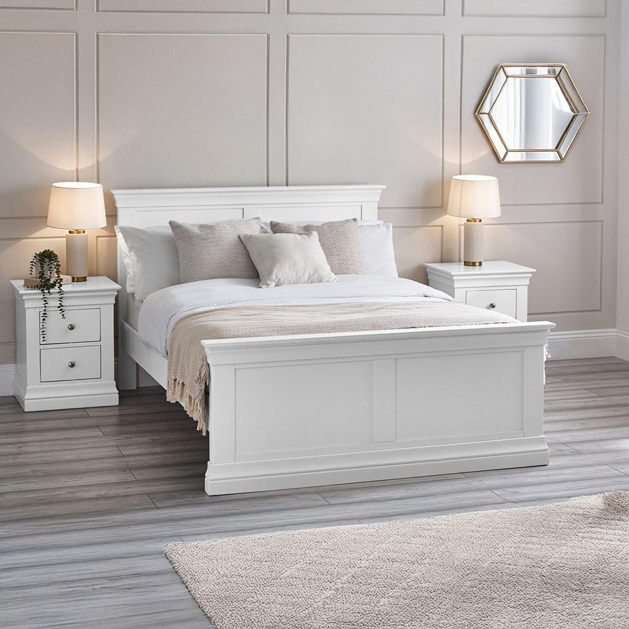 Clermont White Panel Bed - Sizes Available