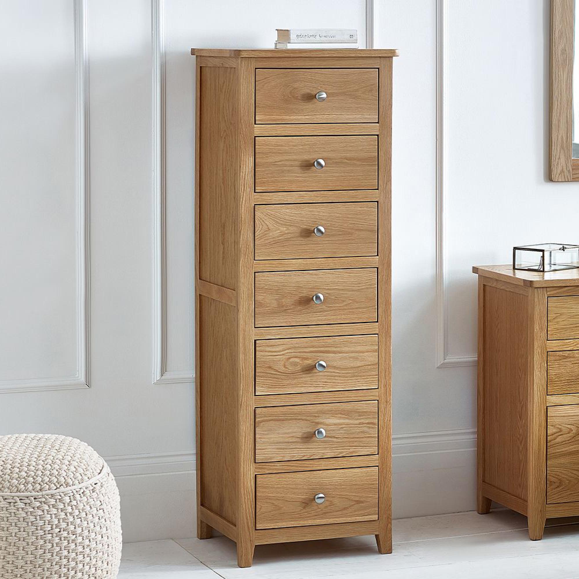 Mallory Oak 7 Drawer Tall Chest