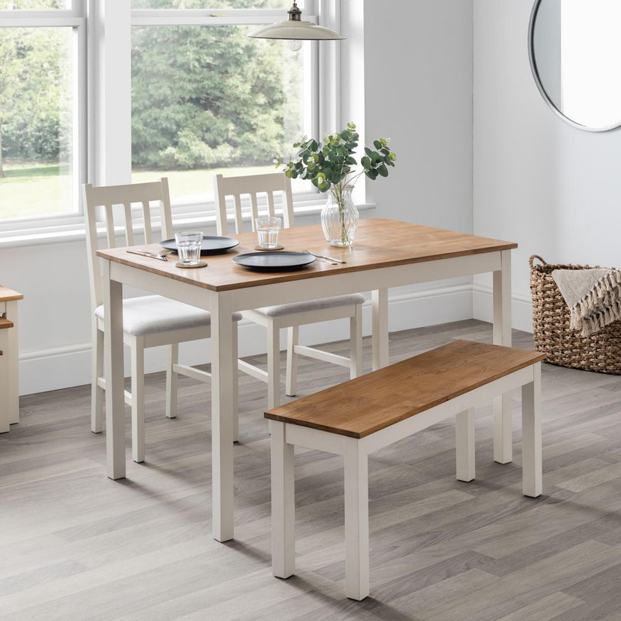 Coxmoor Ivory 4 Seater Dining Set with 2 Chairs and Bench