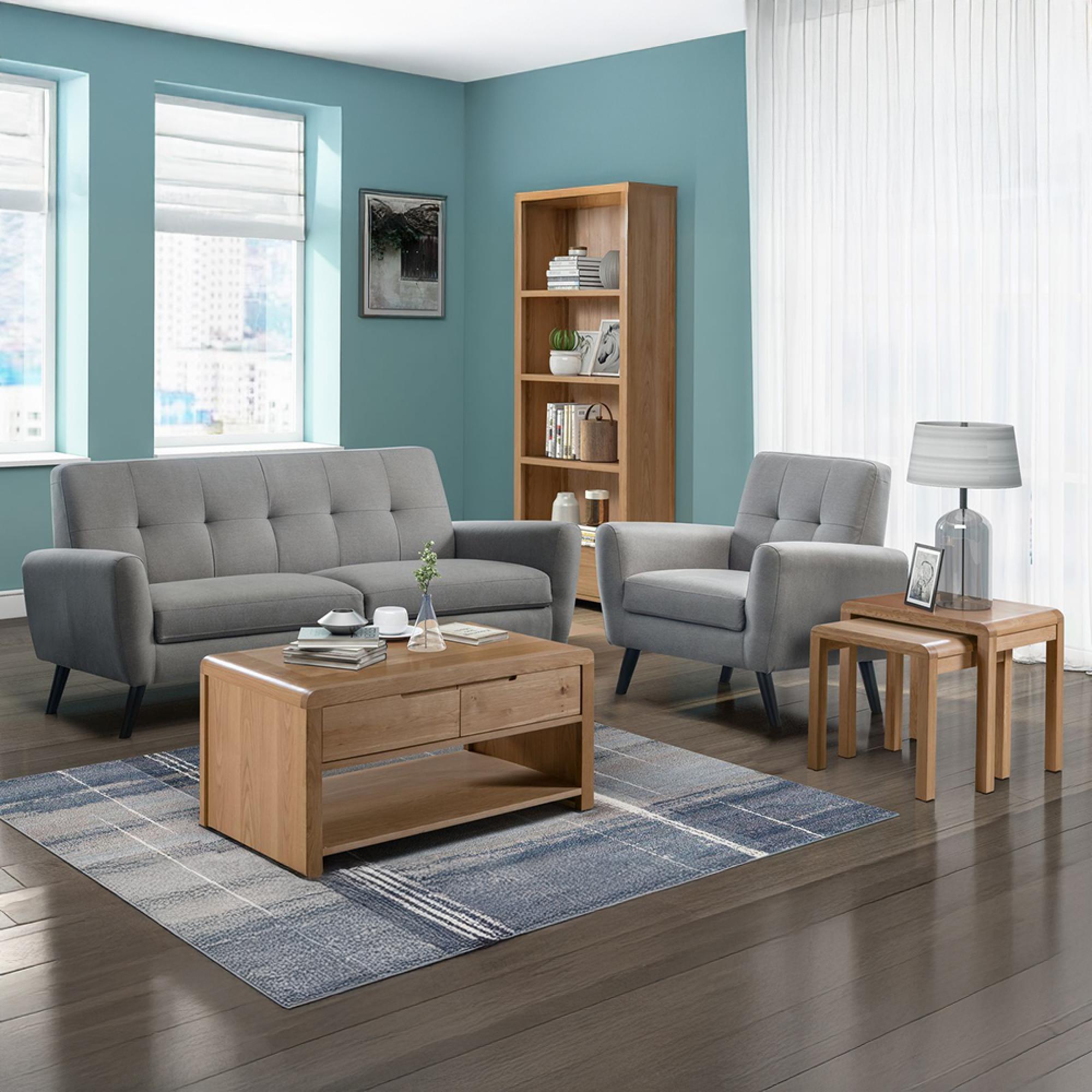 Curve Oak 2 Drawer Coffee Table