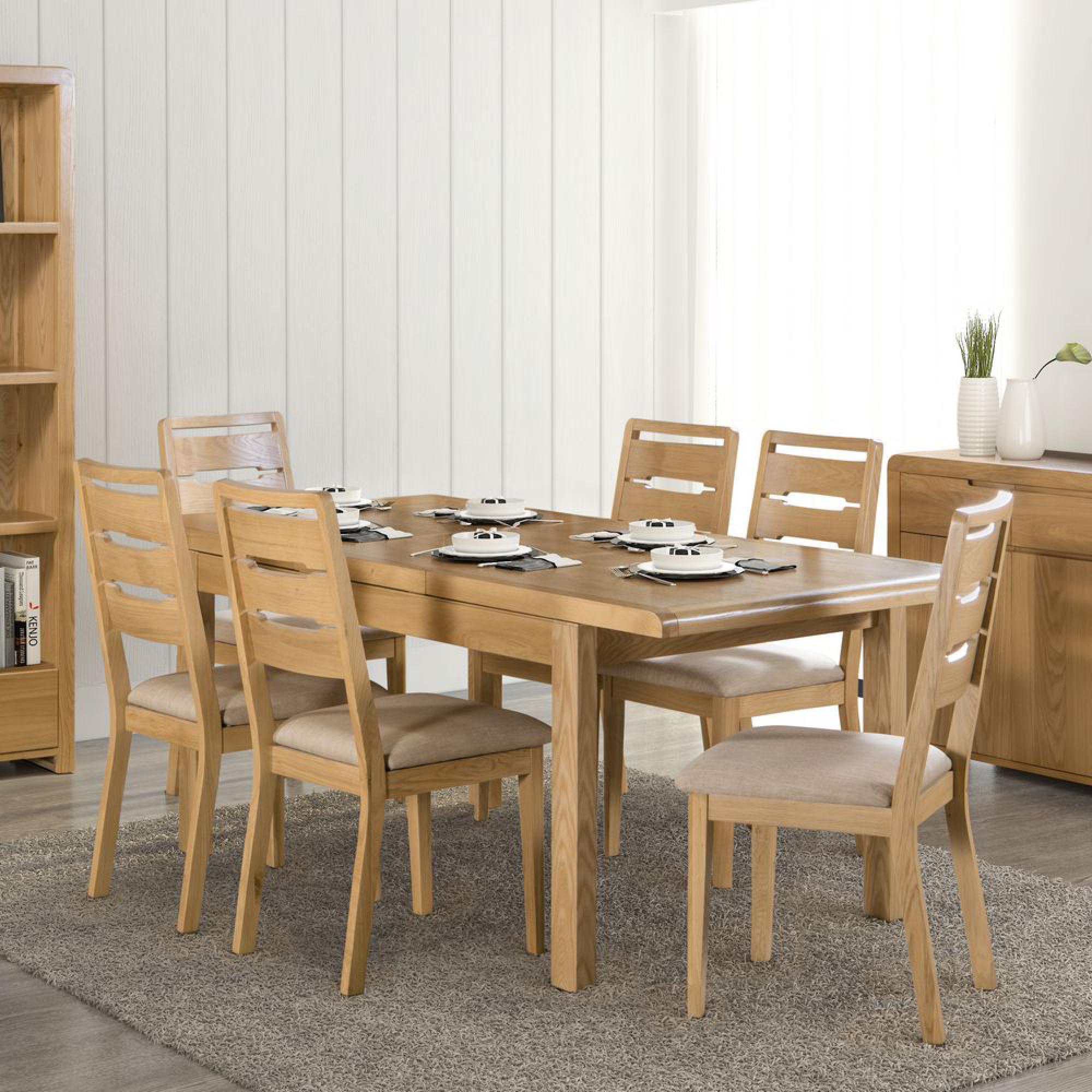 Curve Oak 6-8 Seater Extending Dining Set - 6/8 Chairs Option Available